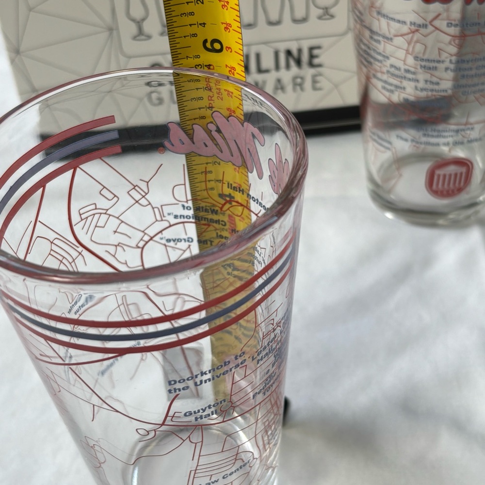 Ole Miss University of Mississippi Logo Campus Map Pint Glasses NIB - Picture 8 of 9